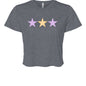 Customizable: Tri-Star Flowy Orange and Purple Gingham Cropped Tee