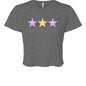 Customizable: Tri-Star Flowy Orange and Purple Gingham Cropped Tee