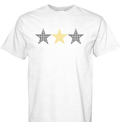 Customizable: Gold and Black Gingham Tri-Star Tee