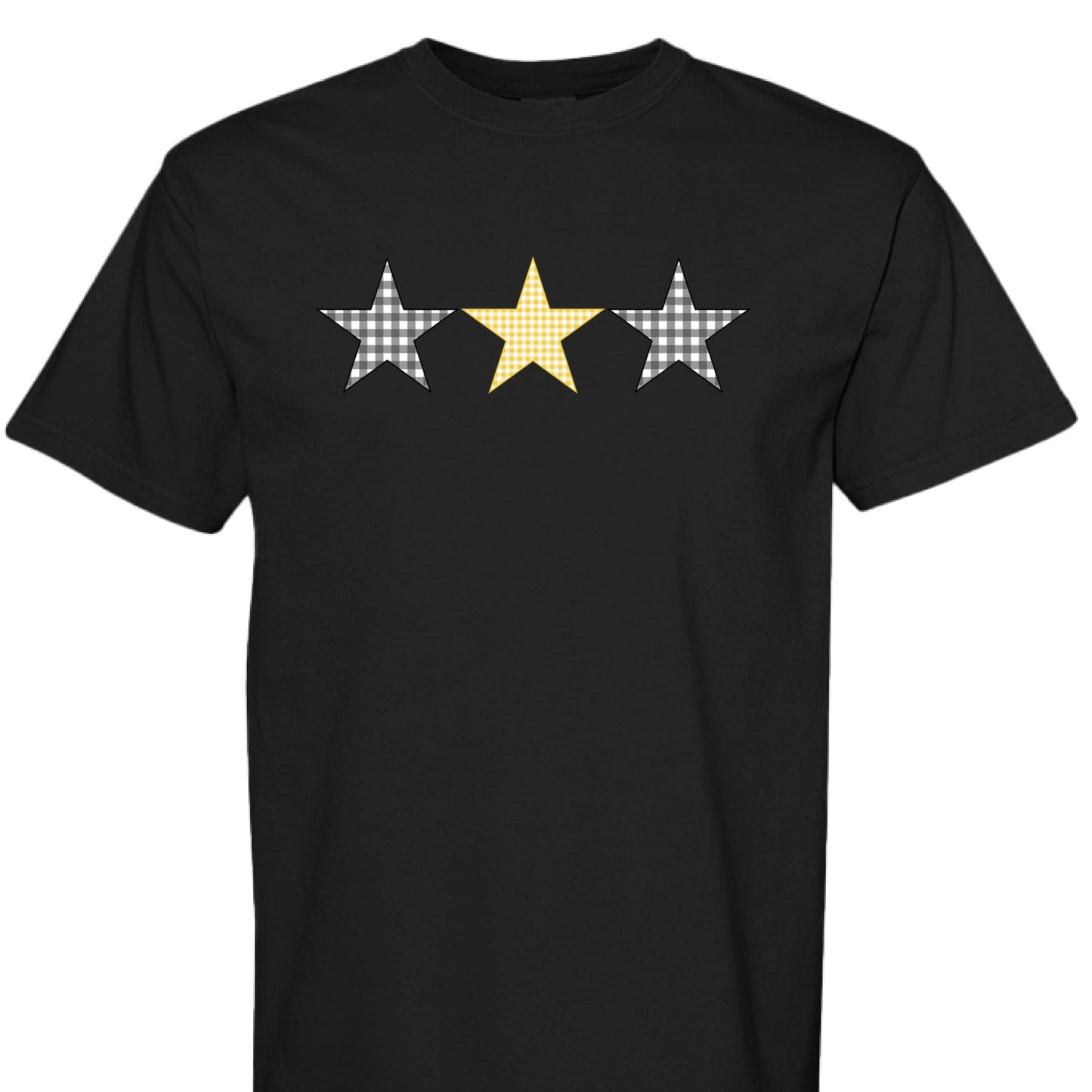 Customizable: Gold and Black Gingham Tri-Star Tee