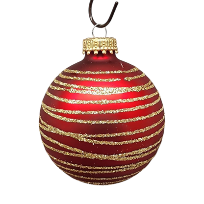 Krebs Value Glass Ornament 4 pack - Red and Green Swirl