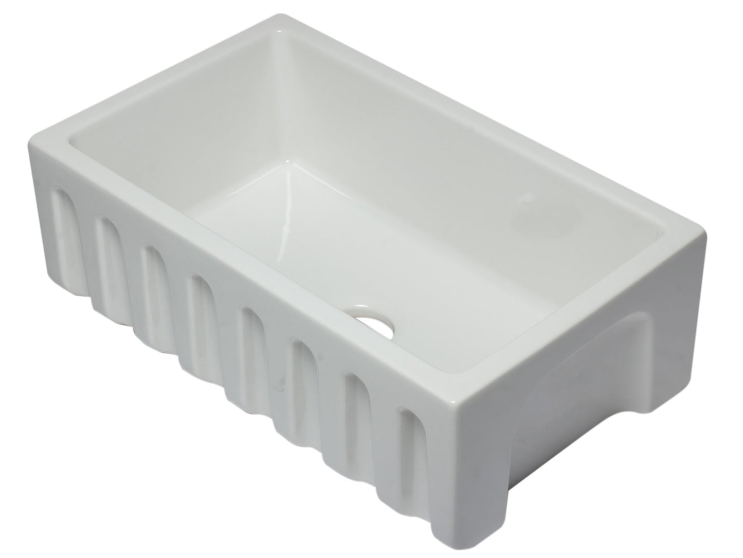 ALFI brand AB3018HS Reversible Smooth / Fluted Single Bowl Fireclay Farm Sink