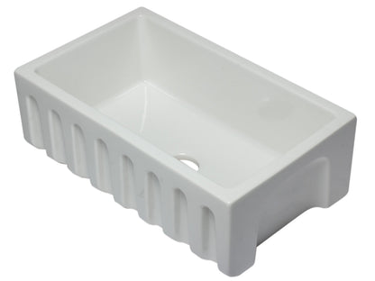 ALFI brand AB3018HS Reversible Smooth / Fluted Single Bowl Fireclay Farm Sink
