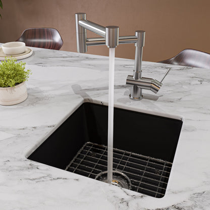 ALFI brand ABF1818S Square 18" x 18" Undermount / Drop In Fireclay Prep Sink