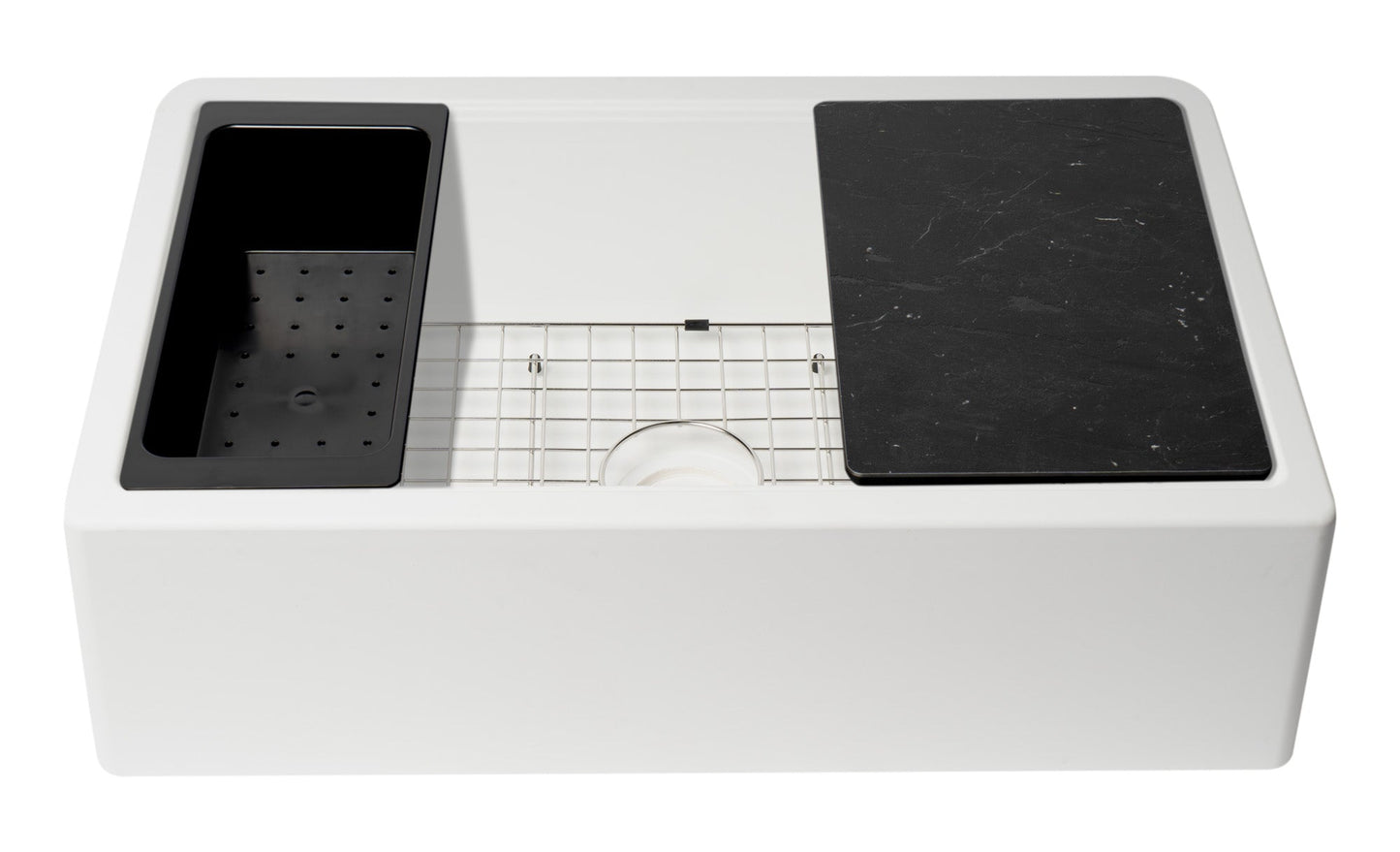ALFI brand AB33FARM 33" Granite Composite Single Bowl Drop In Farm Sink with Accessories