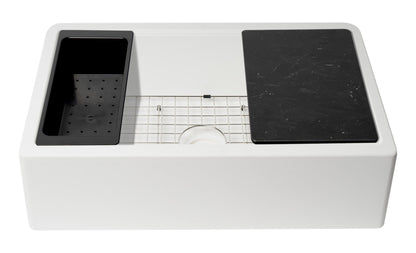 ALFI brand AB33FARM 33" Granite Composite Single Bowl Drop In Farm Sink with Accessories