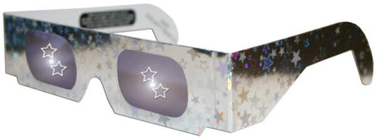White sunglasses with star designs on a white background