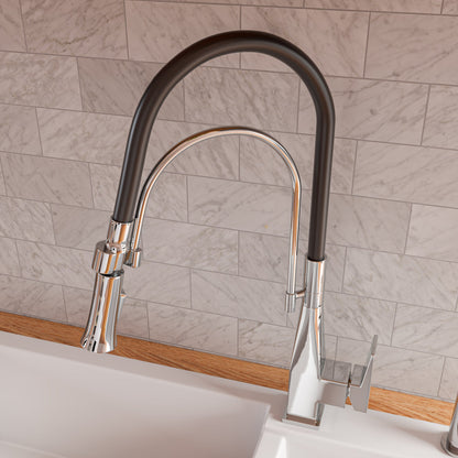ALFI brand ABKF3023 Square Kitchen Faucet with Black Rubber Stem