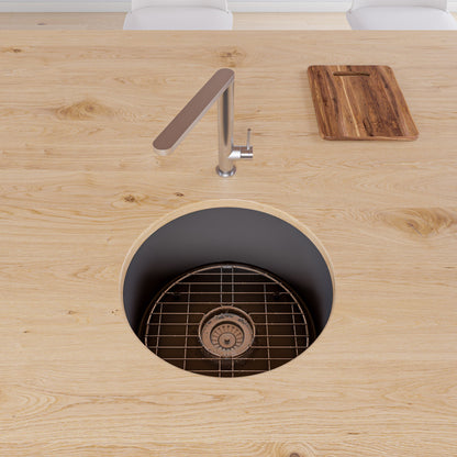 ALFI brand ABF1818R Round 18" x 18" Undermount / Drop In Fireclay Prep Sink