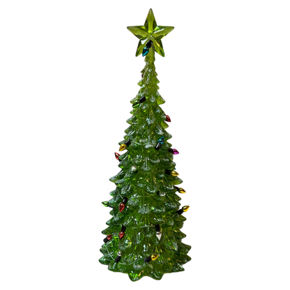8 Inch Lighted Acrylic Christmas Tree - Green