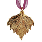 Gold Birch Leaf with Sheer Ribbon Ornament