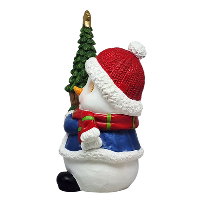 Cheerful Snowman with Moving Eyes and Christmas Tree