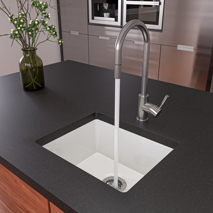 ALFI brand  AB2017 20" White Single Bowl Fireclay Undermount Kitchen Sink