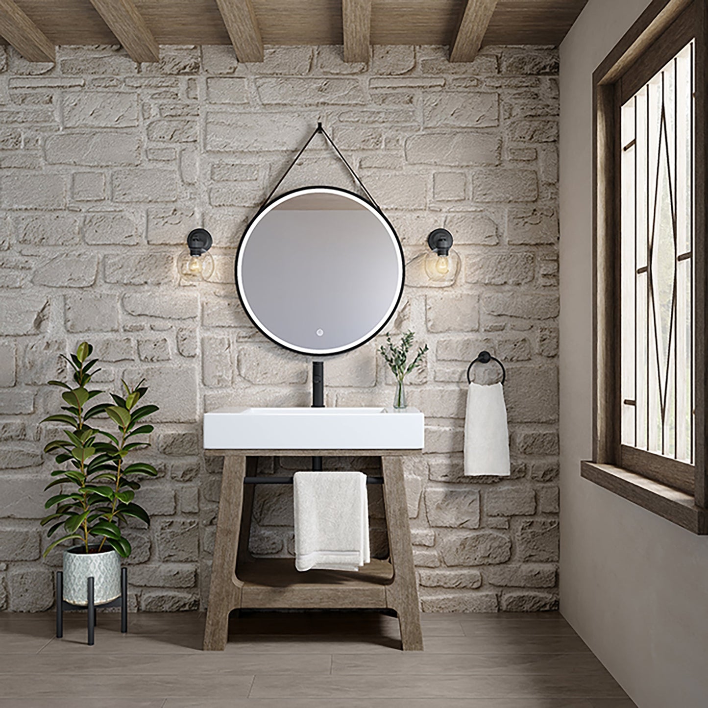 Auburn 31.5" Single Sink Console, Weathered Timber