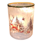 Frosted Glass Luminary Straight Edge - Forest Deer Scene