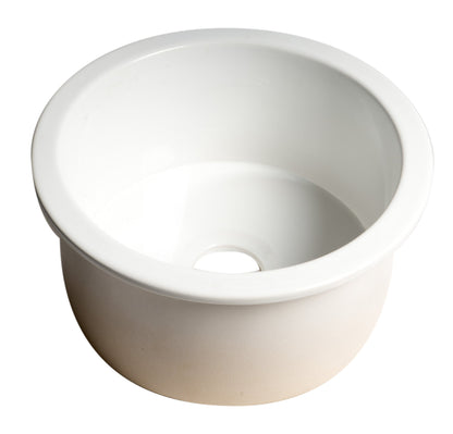 ALFI brand ABF1818R Round 18" x 18" Undermount / Drop In Fireclay Prep Sink