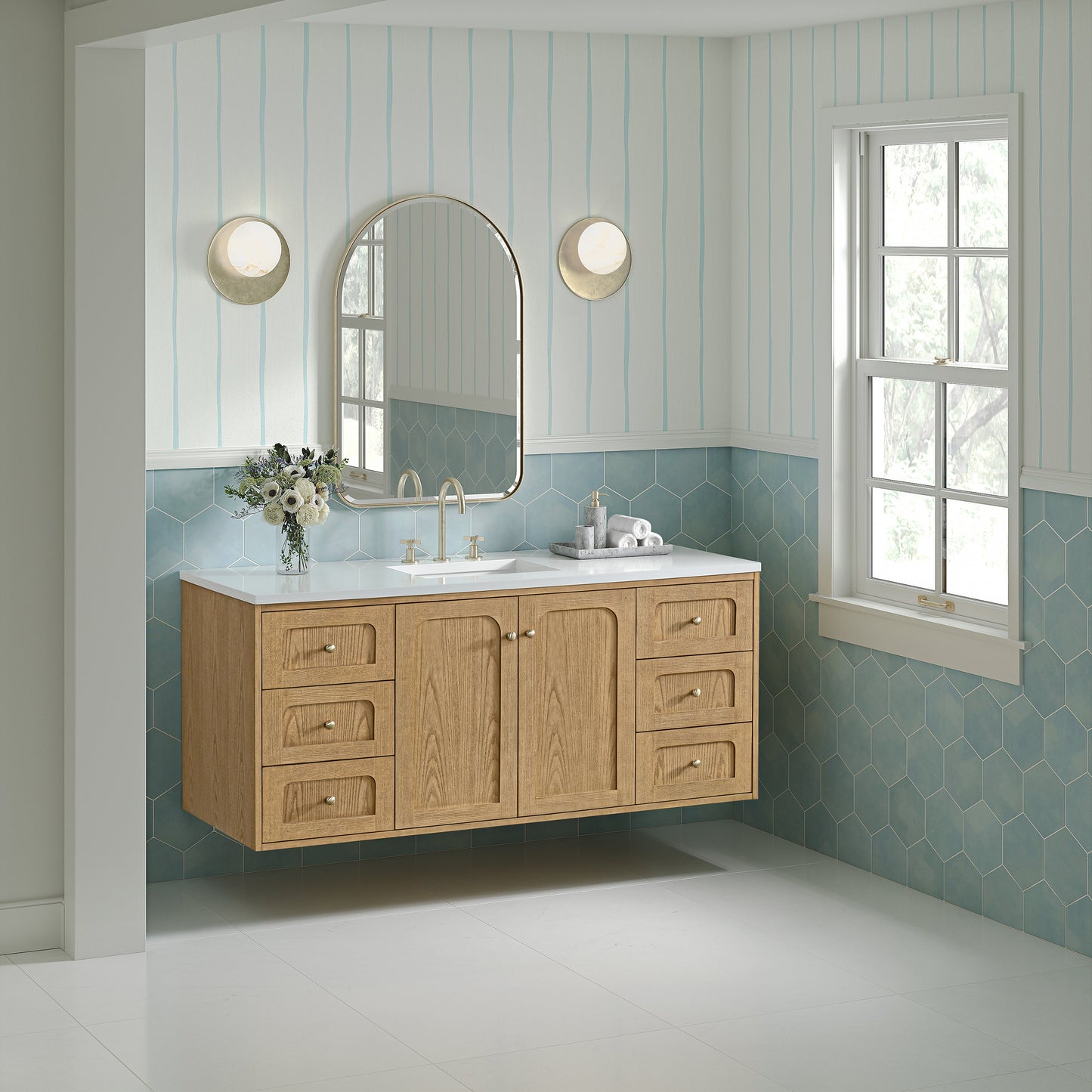Laurent 60" Single Vanity, Light Natural Oak