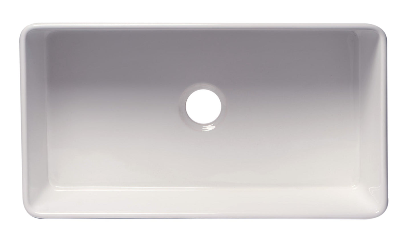 ALFI brand ABF3318S Smooth Apron 33" x 18" Single Bowl Fireclay Farm Sink