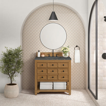 Malibu 36" Single Vanity Cabinet, Amber Birch