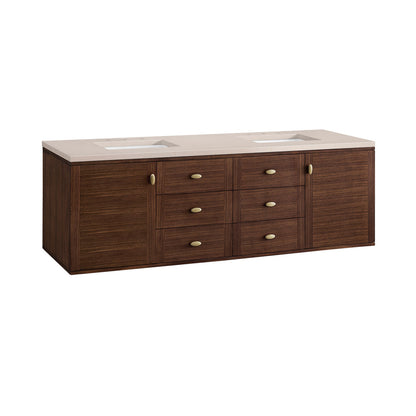 Amberly 72" Double Vanity Cabinet, Mid-Century Walnut