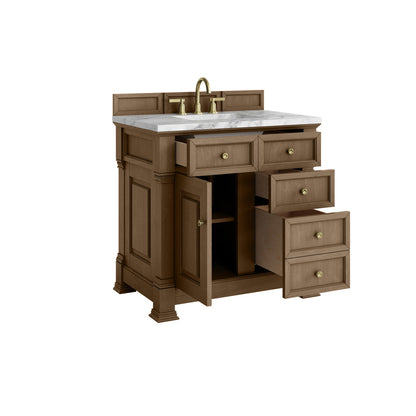 James Martin 547-V36 Brookfield 36” Single Vanity – Black Onyx / Honey Oak / Pearl Charcoal