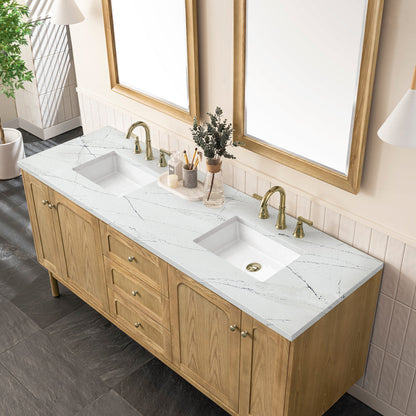 Laurent 72" Double Vanity Cabinet, Light Natural Oak