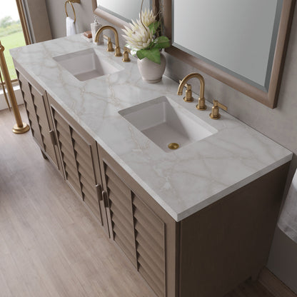 Portland 72" Double Vanity Cabinet, Whitewashed Walnut
