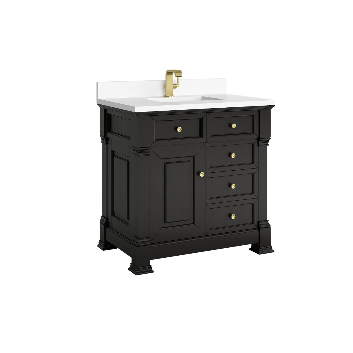 James Martin 547-V36 Brookfield 36” Single Vanity – Black Onyx / Honey Oak / Pearl Charcoal