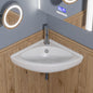 ALFI brand  ABC120 White 22" Corner Wall Mounted Ceramic Sink with Faucet Hole