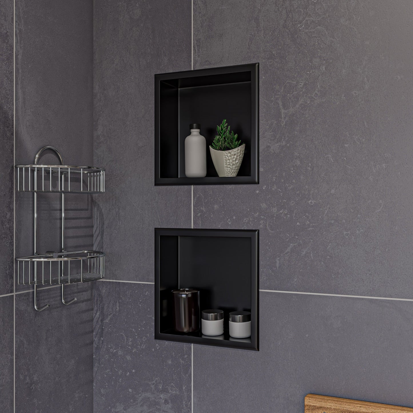 ALFI brand ABNP1212 12" x 12" Stainless Steel Square Single Shelf Shower Niche