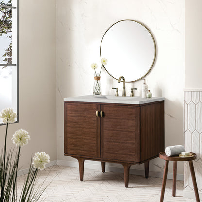 Amberly 36" Single Vanity Cabinet, Mid-Century Walnut