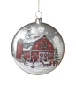 Glass Holiday Barn Disk Ornament - Cows