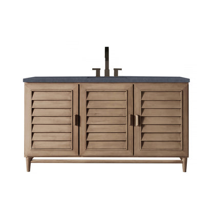 Portland 60" Single Vanity Cabinet, Whitewashed Walnut