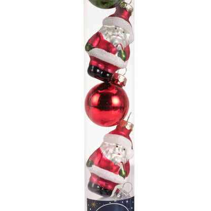 Tube of 9 Glass Ornaments - 30mm - Santa