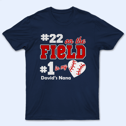 Number 1 in my heart - Baseball/Softball Personalized Custom T Shirt - Birthday, Loving, Funny Gift for Grandma/Nana/Mimi, Mom, Wife, Grandparent