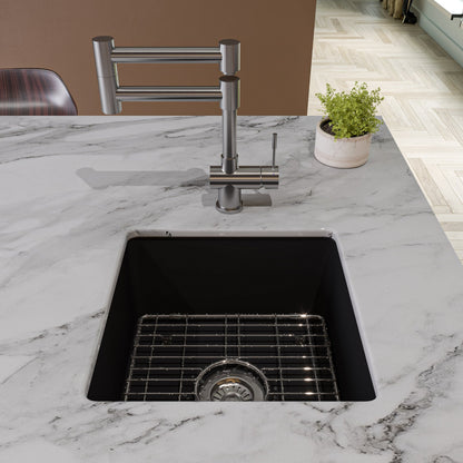 ALFI brand ABF1818S Square 18" x 18" Undermount / Drop In Fireclay Prep Sink