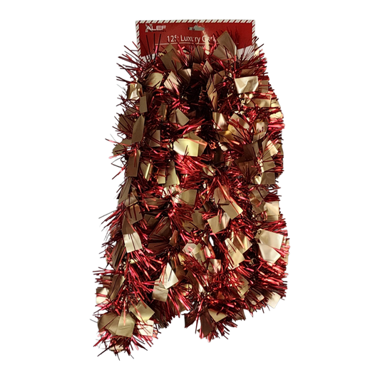 12 foot 4 Ply Luxury Matte Tinsel Garland - Red/Gold