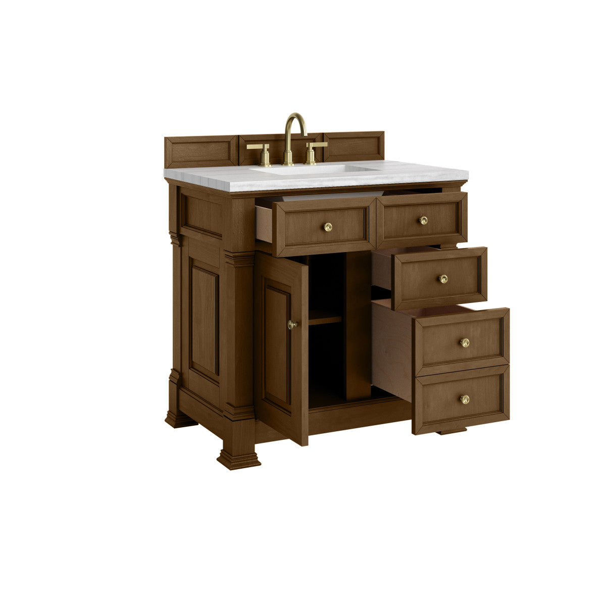 James Martin 547-V36 Brookfield 36” Single Vanity – Black Onyx / Honey Oak / Pearl Charcoal