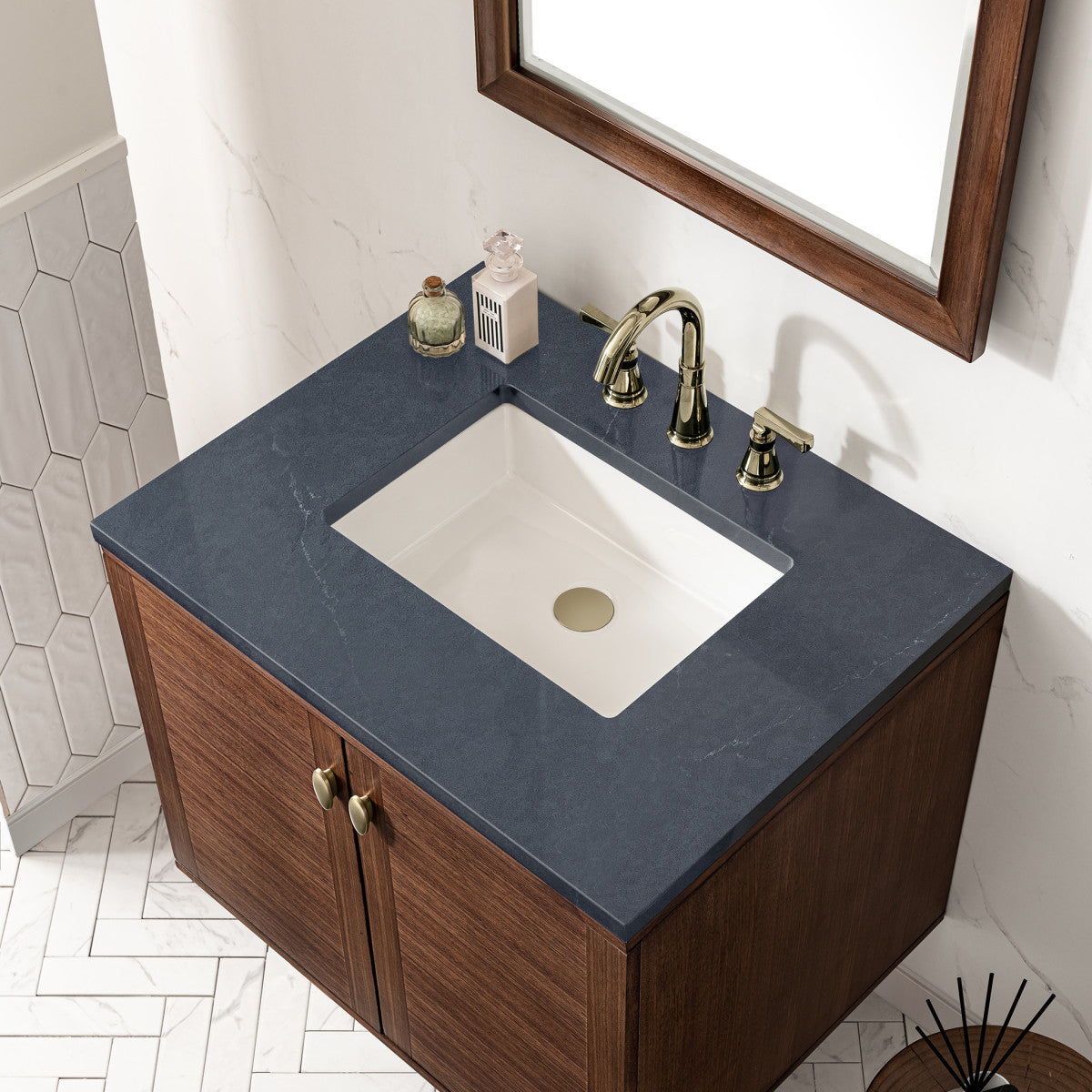 Amberly 30" Single Vanity Cabinet, Mid-Century Walnut
