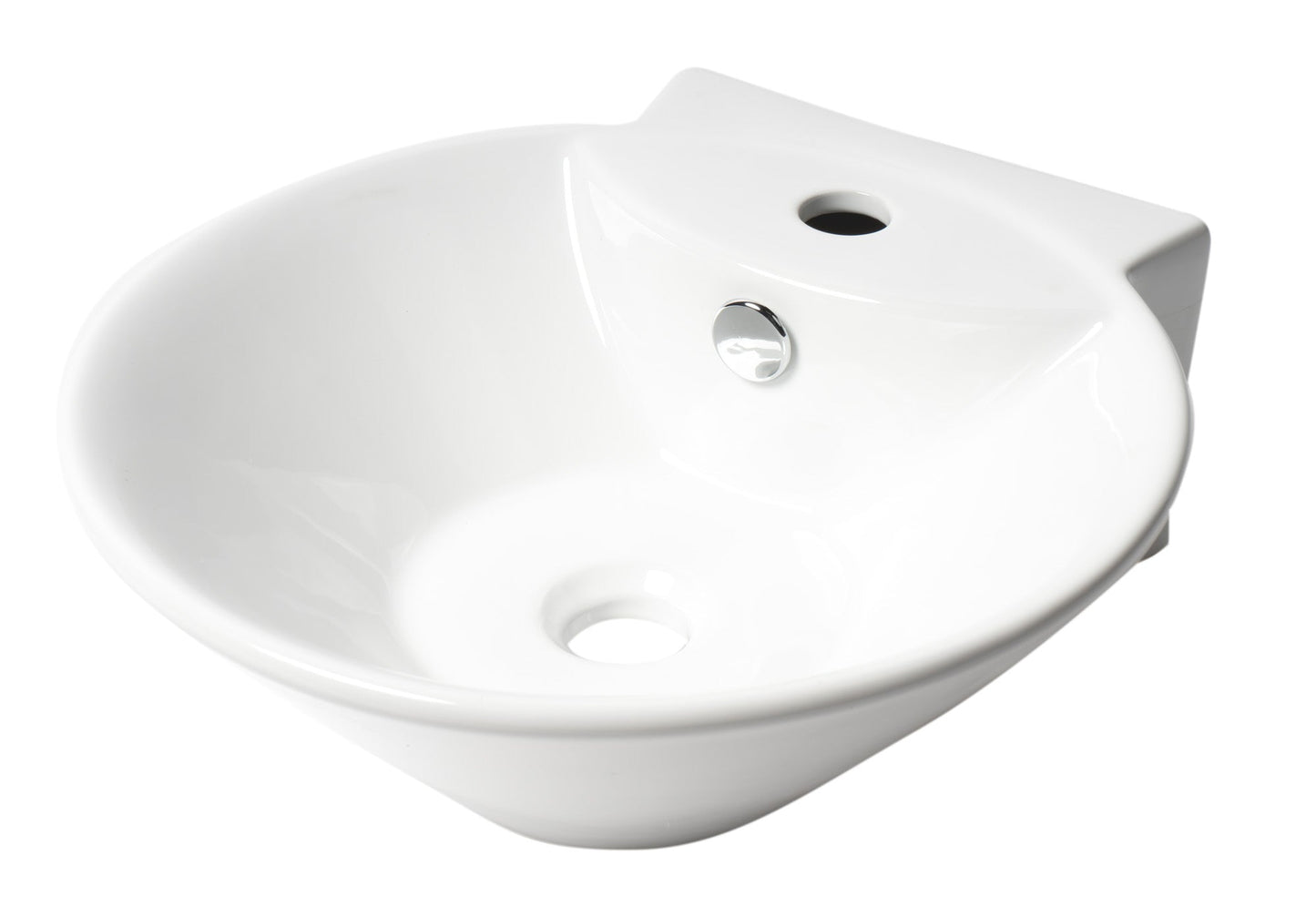 ALFI brand  ABC113 White 17" Round Wall Mounted Ceramic Sink with Faucet Hole