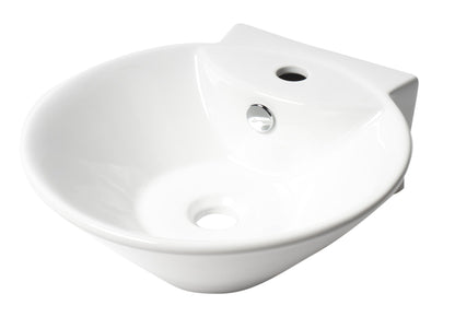 ALFI brand  ABC113 White 17" Round Wall Mounted Ceramic Sink with Faucet Hole