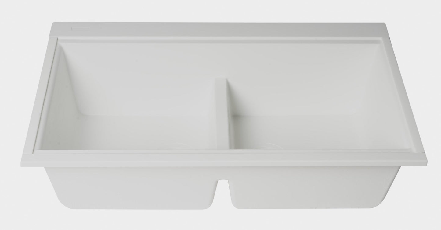 ALFI brand AB3418DBUM 33" Granite Composite Workstation Step Rim Double Bowl Undermount Sink with Accessories