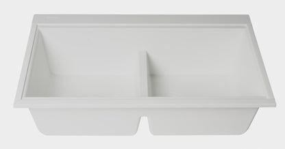 ALFI brand AB3418DBUM 33" Granite Composite Workstation Step Rim Double Bowl Undermount Sink with Accessories