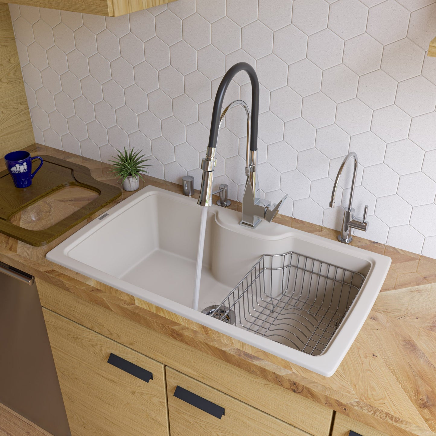 ALFI brand AB3520DI 35" Drop-In Single Bowl Granite Composite Kitchen Sink