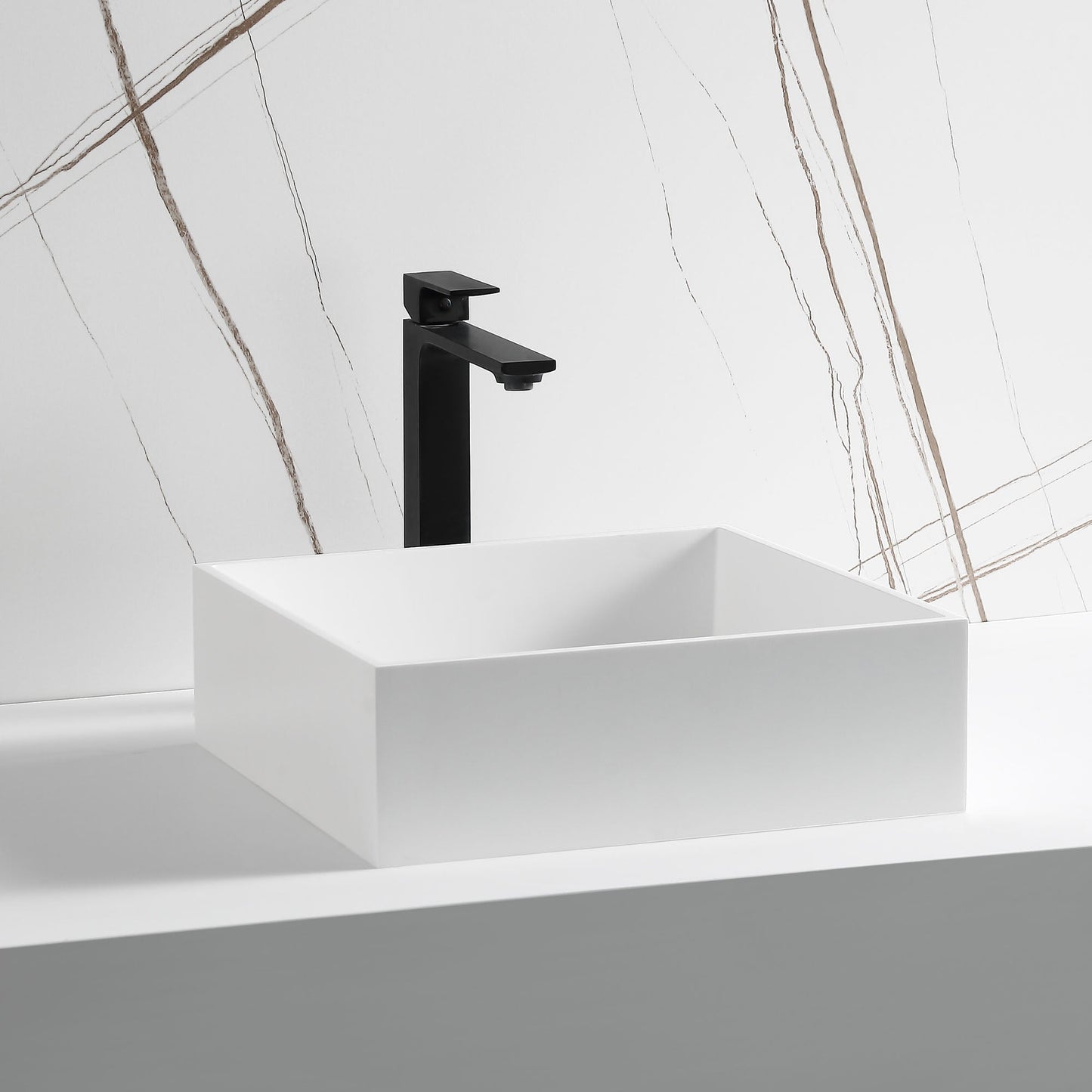 ALFI brand  ABRS14S 14" Square White Matte Solid Surface Resin Sink