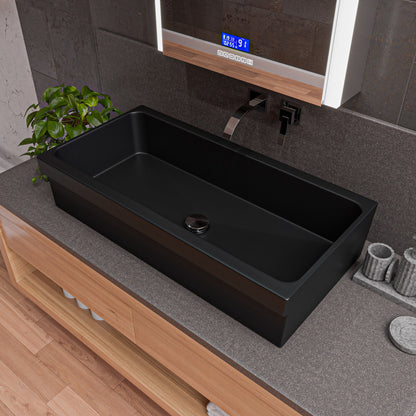 ALFI brand  AB36TRBM 36" Black Matte Above Mount Fireclay Bathroom Trough Sink