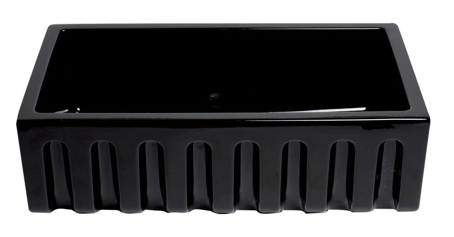 ALFI brand AB3318HS 33" x 18" Reversible Fluted / Smooth Fireclay Farm Sink