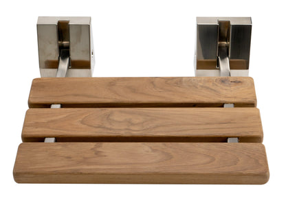 ALFI brand ABS16S 16" Wide Foldable Teak Shower Seat with Square Hardware