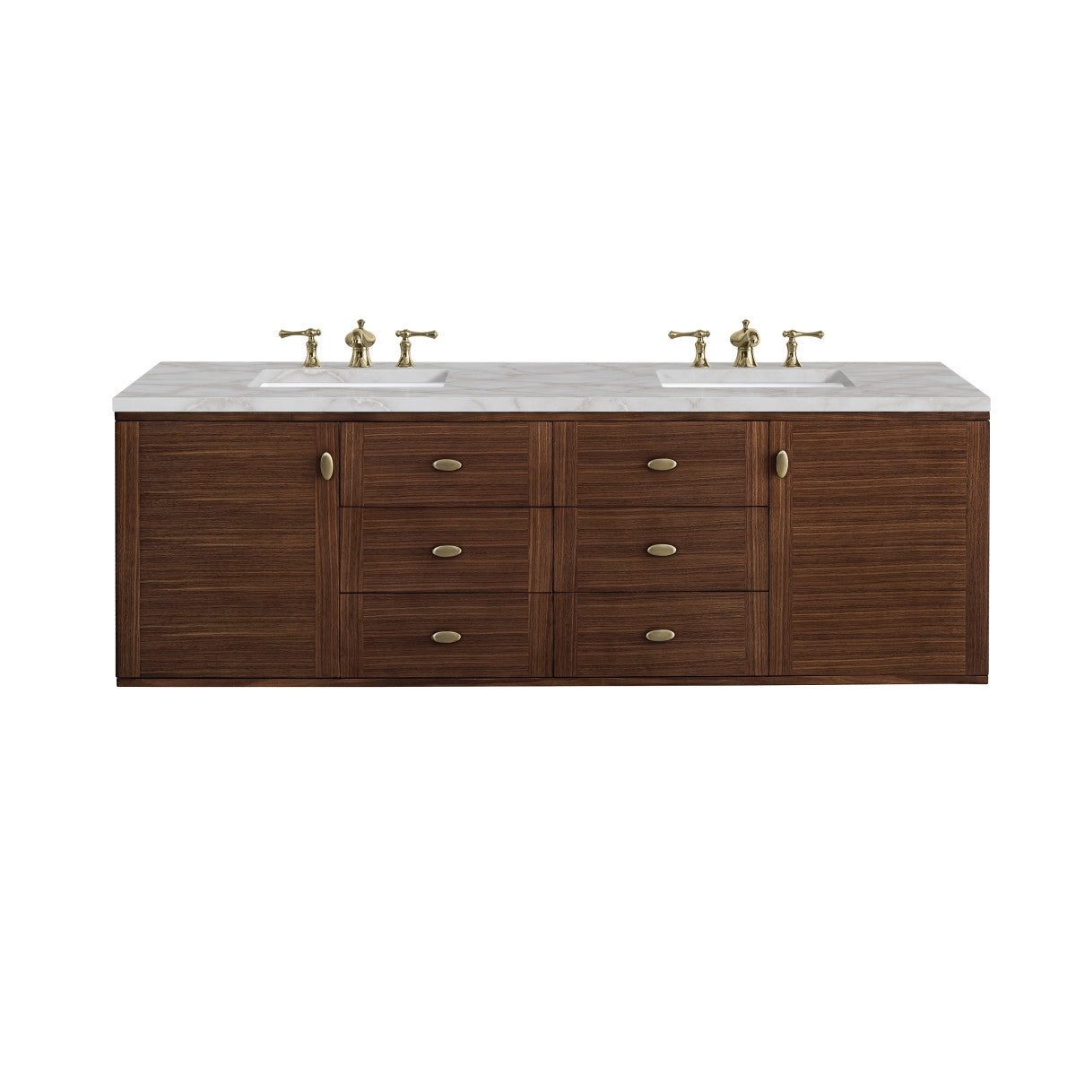 Amberly 72" Double Vanity Cabinet, Mid-Century Walnut