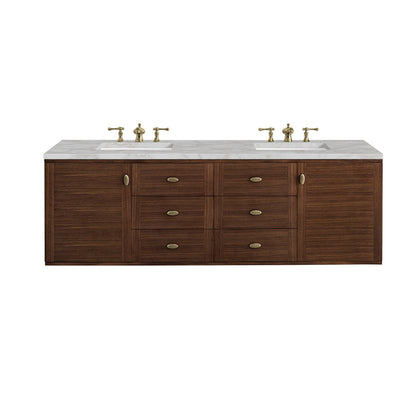 Amberly 72" Double Vanity Cabinet, Mid-Century Walnut